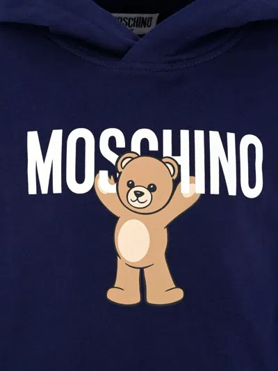 Moschino Teddy-print Hoodie In Blue