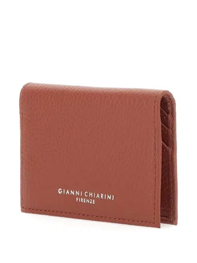 Gianni Chiarini Leather Card Holder In Orange