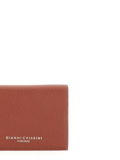 Gianni Chiarini Leather Card Holder In Orange