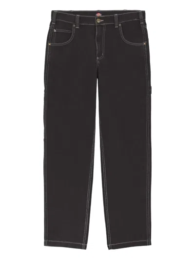 Dickies Stitched Denim Trousers Rounded Rear Pockets In Brown