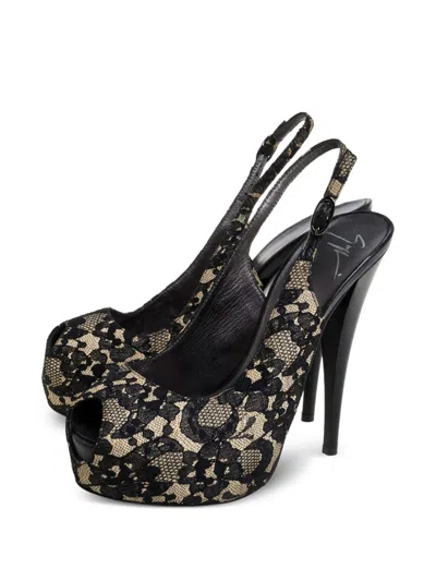 Pre-owned Giuseppe Zanotti Vintage  140mm Lace Slingback Pumps