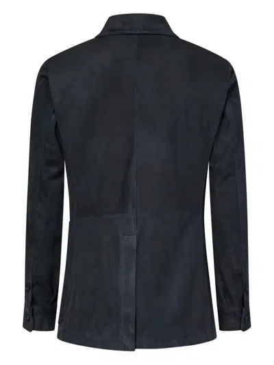 Franzese Collection Shawl-collar Patch-pocket Blazer In Blue