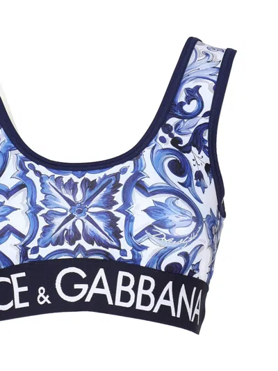 Dolce & Gabbana Majolica Print Jersey Top With Logo Elastic