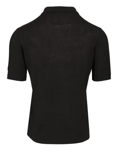 Tagliatore Silk-blend Polo T-shirt In Black
