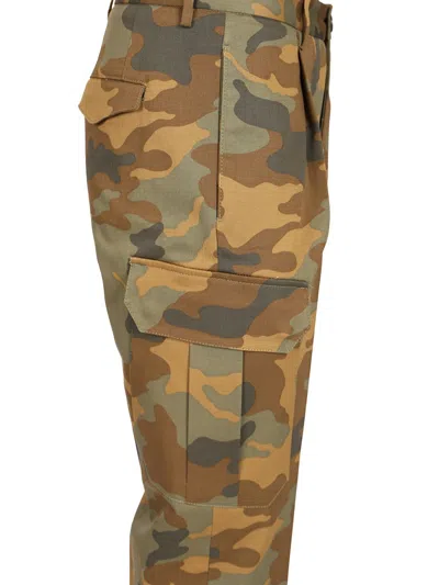 Tagliatore Wool Cargo Pants Trousers Camouflage In Brown