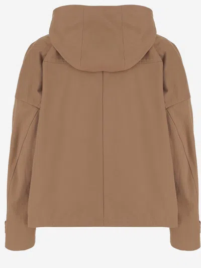 Armarium High Collar Adjustable Hood Cotton Jacket In Brown