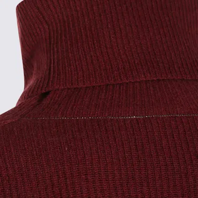 Brunello Cucinelli Dark Red Cotton Knitwear In Red