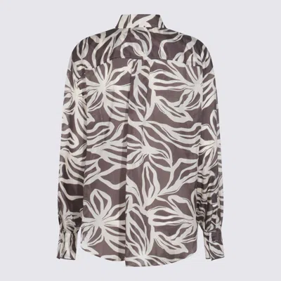 Brunello Cucinelli Collared Floral Pattern Long Sleeves Cuffed Top