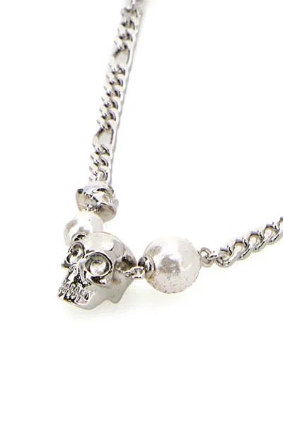 Alexander Mcqueen Mcqueen Crystal Skull & Faux Pearl Necklace