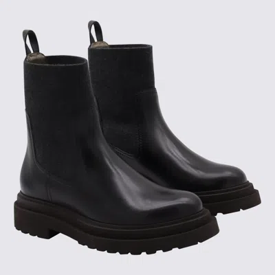 Brunello Cucinelli Precious Loop Detail Ankle Boots In Black