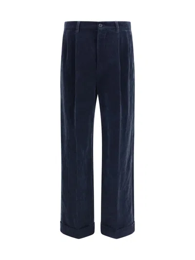 Valentino Trousers Featuring Pleated Design And Belt Loops In Blue