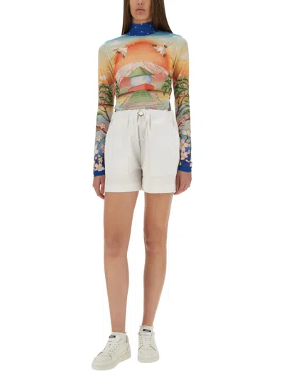 Casablanca Graphic Print High Neck Stretch Top In Multi