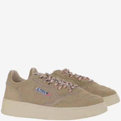 Autry Beige Suede Medalist Low Sneakers With Lace-up Front In Neutral