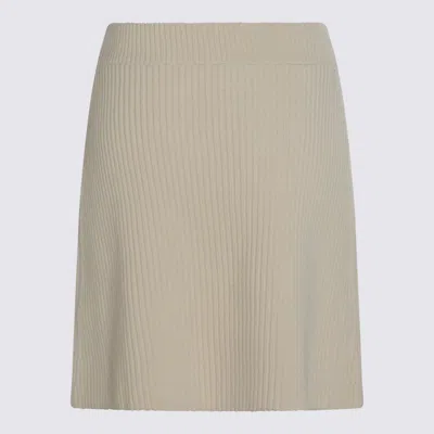 Jil Sander Ribbed Texture Elastic Waistband Skirts In Neutral
