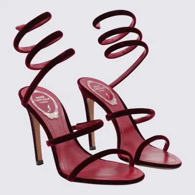 René Caovilla Red Velvet Sandals