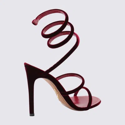 René Caovilla Red Velvet Sandals