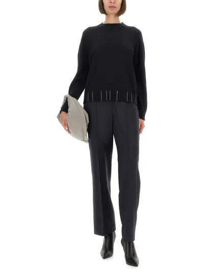 Fabiana Filippi Straight Leg Pants With Refined Silhouette In Black