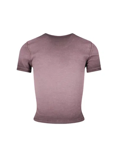 Diesel T-ele T-shirt In Washed Purple Stretch Cotton In Pink