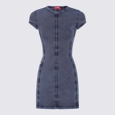 Diesel Mini Dress In Denim-look Jersey In Blue