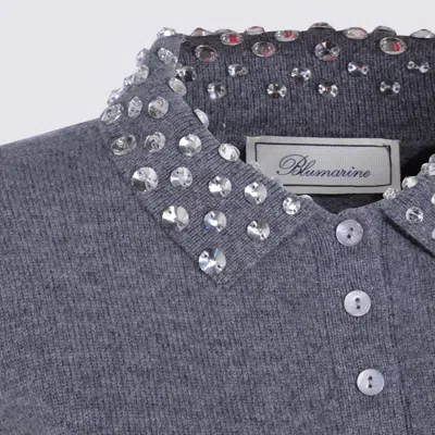 Blumarine Grey Wool Polo Shirt