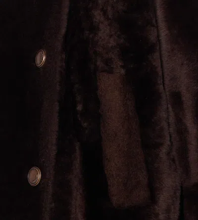 Brunello Cucinelli Leather Double-breasted Jacket High Collar In Brown