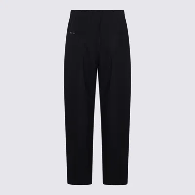 Marni Blue Tropical Wool Straight Leg Trousers In Black