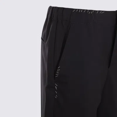 Marni Blue Tropical Wool Straight Leg Trousers In Black