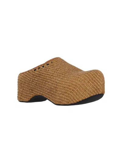 Marni Heel Sandals With Woven Texture Platform