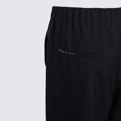 Marni Blue Tropical Wool Straight Leg Trousers In Black