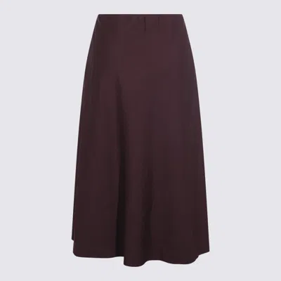 Brunello Cucinelli Flowing Brown Maxi Skirt With Minimalist Design In Burgundy