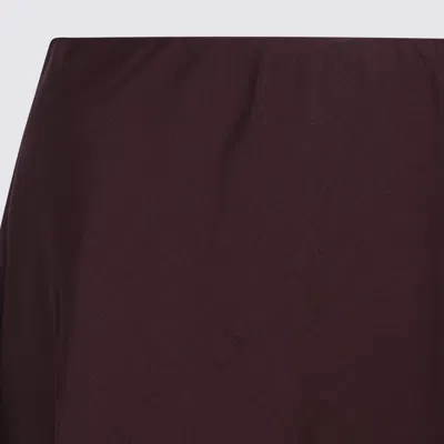 Brunello Cucinelli Flowing Brown Maxi Skirt With Minimalist Design In Burgundy
