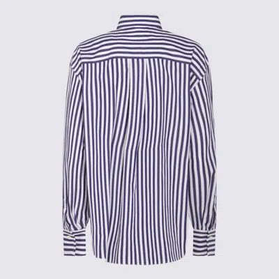 Brunello Cucinelli White And Blue Cotton Shirt