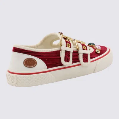 Valentino Embellished Double-buckled Sneakers In Red