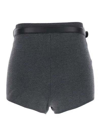 Self-portrait Ribbed Stretch Viscose Blend Shorts With Contrast Trim