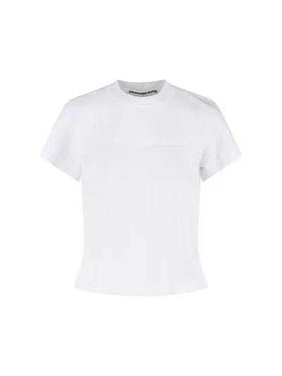 Alexander Wang Cotton Shrunken Logo T-shirt In White