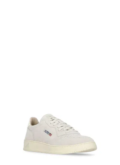 Autry Leather Low-top Sneakers With Perforated Toe Box In White