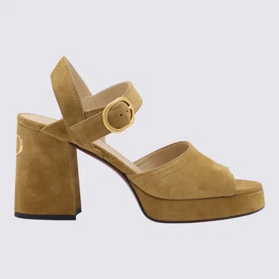 Valentino Garavani Fawcette Platform Crust Leather Sandal 100mm Woman Havana Beige 40