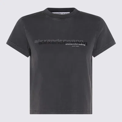 Alexander Wang Crew Neck Short Sleeves Cropped Length In Black