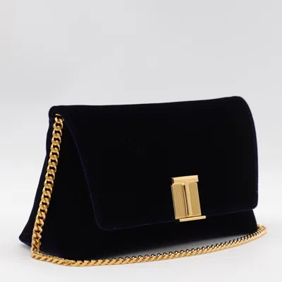 Tom Ford Dark Blue Velvet Shoulder Bag