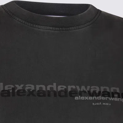 Alexander Wang Crew Neck Short Sleeves Cropped Length In Black