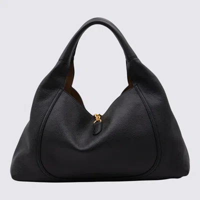 Gucci Black Leather Softbit Maxi Totes