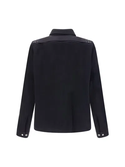 Rick Owens Collared Shirt Jacket Featuring Front Pockets In Black