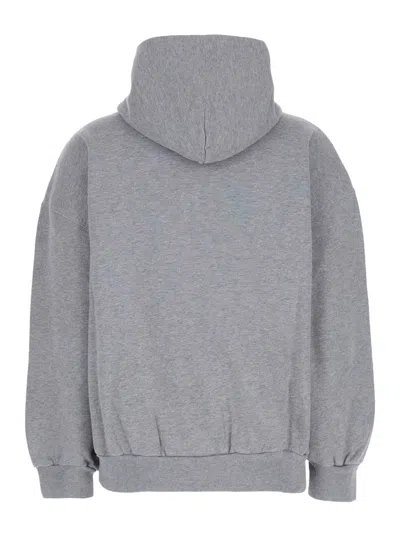 Balenciaga Hooded Cotton Sweatshirt With Kangaroo Pocket In Gray