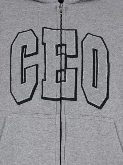 Balenciaga Hooded Cotton Sweatshirt With Kangaroo Pocket In Gray