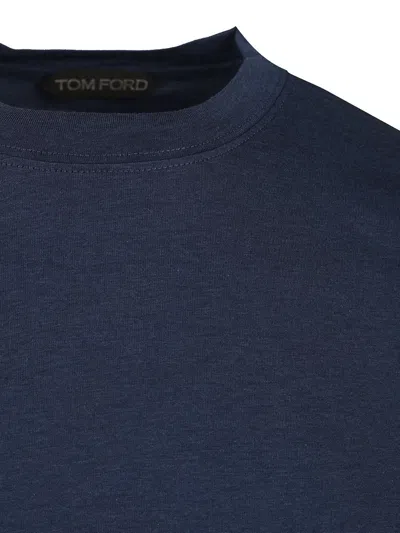 Tom Ford Navy Lyocell Cotton Crewneck T-shirt