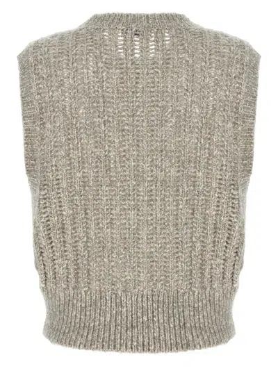 Brunello Cucinelli Rustic Dazzling Net Gilet Gray In Gray