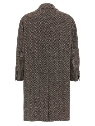 Brunello Cucinelli Cashmere And Silk Single Breasted Coat In Gray