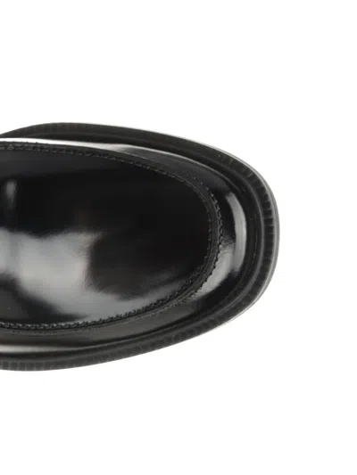 Tod's Leather Loafers With Metal Bar Shoes In Black