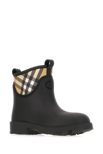 Burberry Patterned Check Pull Tabs Rubber Sole Boots
