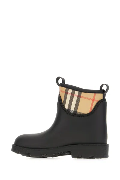 Burberry Patterned Check Pull Tabs Rubber Sole Boots